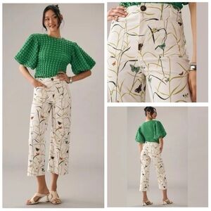 {Anthro} Maeve by Anthropologie | The Colette Butterfly Cropped Wide Leg Pant 25